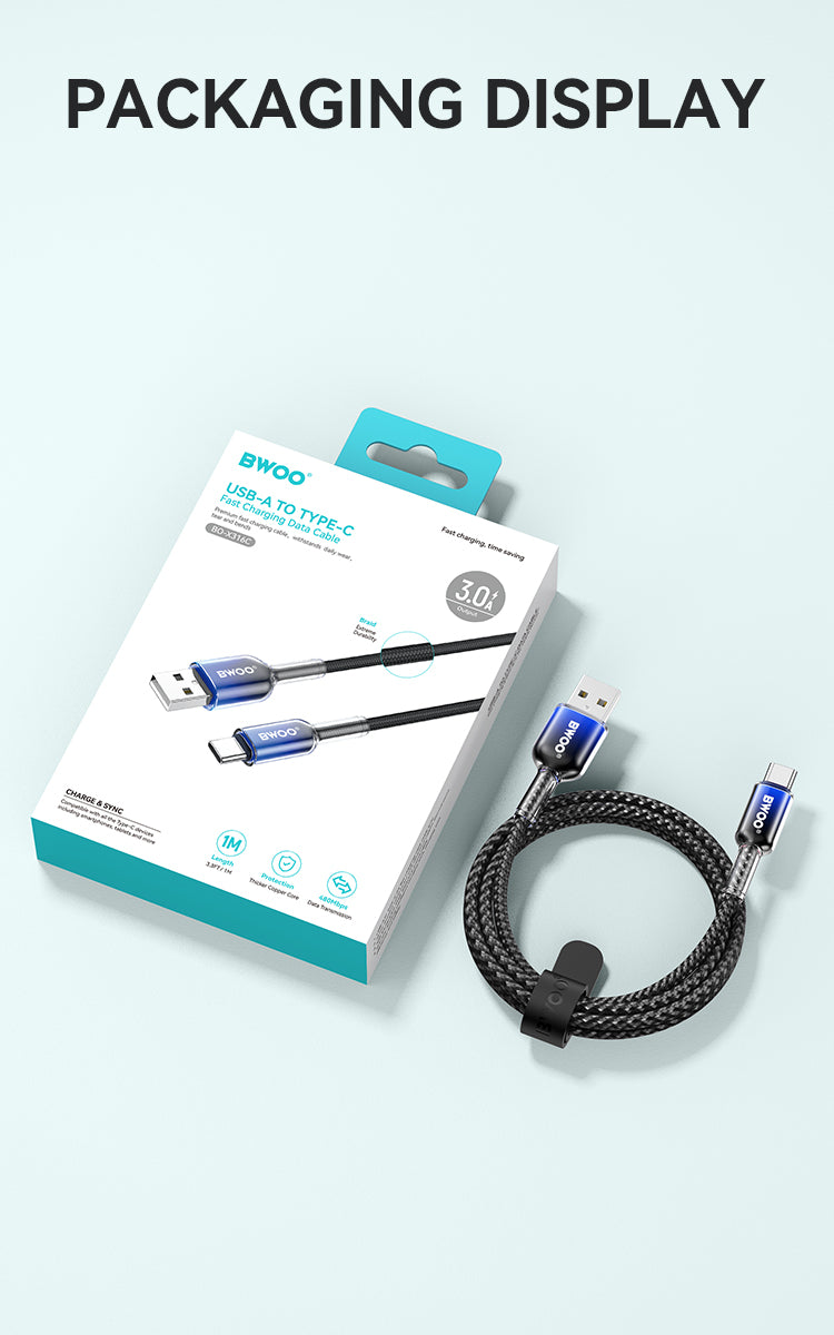 BWOO USB-A to USB-C Charging Cable 3A 1M BO-X316C