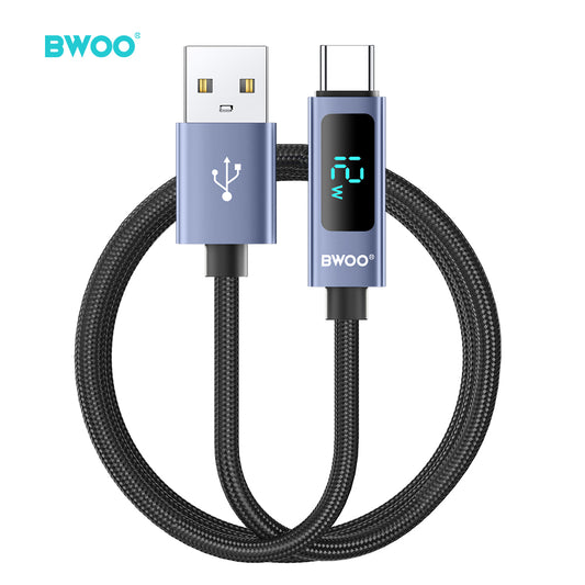 USB-A to USB-C Charging Cable with LED Display 3A 1M BO-X323C