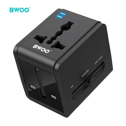 Travel Adapter 15W 2 in 1 with Type-C + USB-A for EU UK AUS US BO-UC06
