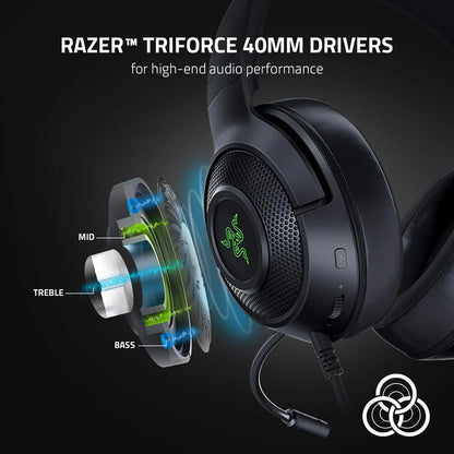 Razer Kraken X Wired Gaming Headset – 7.1 Surround Sound, Ultra-Light, Black