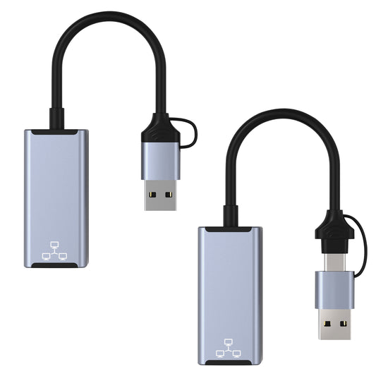 Two USB adapters with cables on a white background