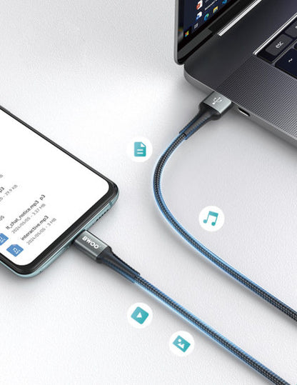 BWOO USB A to MICRO Fast Charging Cable PD 27 W Nylon 2MX288V