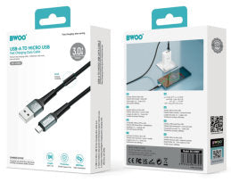BWOO USB A to MICRO Fast Charging Cable PD 27 W Nylon 2MX288V