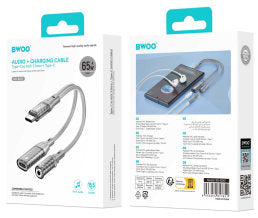 BWOO TYPE-C TO AUX 3.5MM + TYPE-C AUDIO + CHARGING CABLE  EBZ67