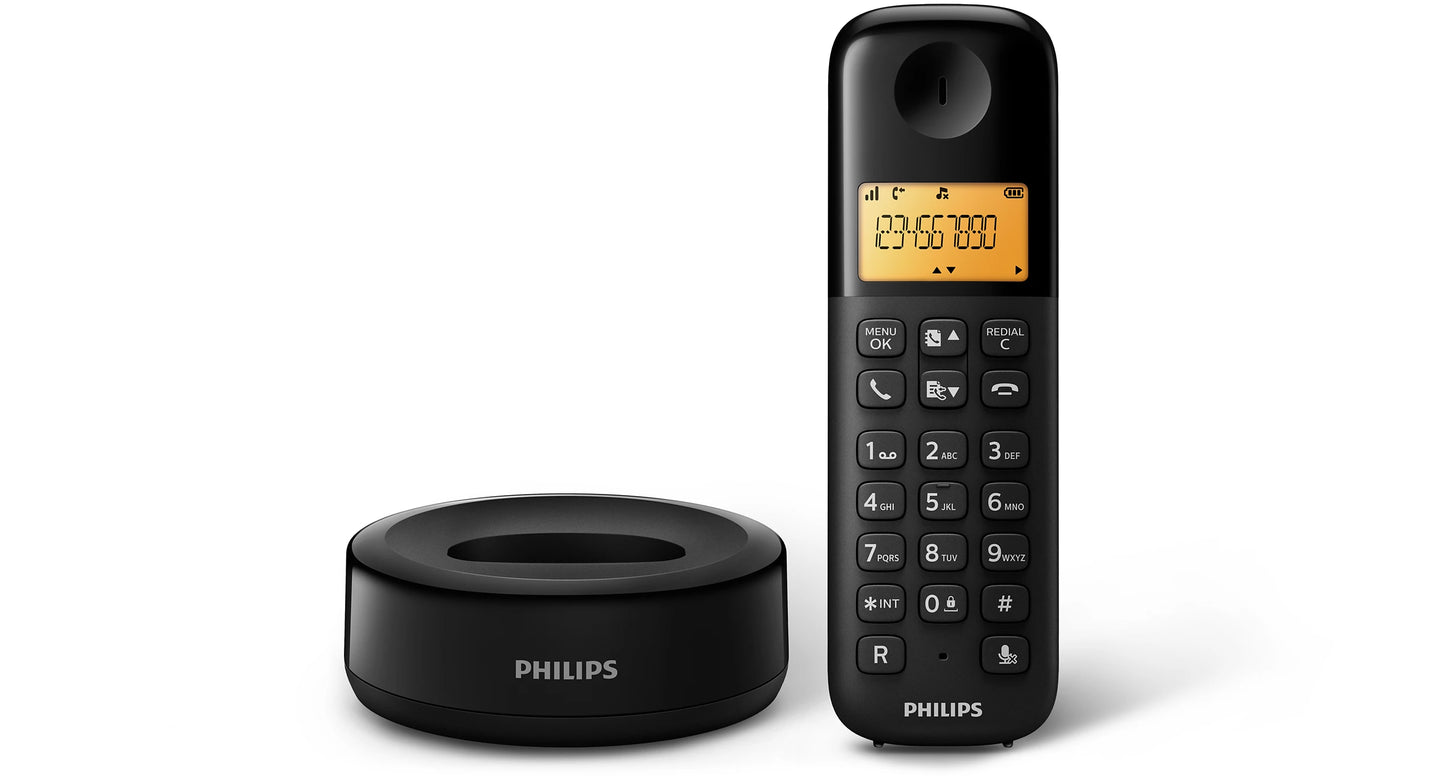 Philips D1601B 63 Cordless Telephone - Black